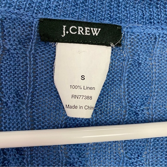 J Crew Linen Sweater Womens Size Small Blue Cableknit V Neck Jcrew J. Crew - Picture 9 of 10